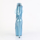 Botas glitter 18 cm baby azules plataforma botines tacn alto mujer