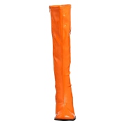 Botas naranja charol 7,5 cm GOGO-300 botas de tacón alto para los hombres