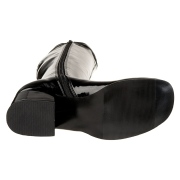 Botas negras charol tacón ancho 5 cm - años 70 hippie disco gogo - botas debajo de la rodilla