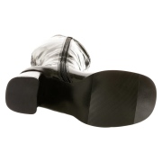 Botas negras charol tacón ancho 7,5 cm - años 70 hippie disco gogo - botas debajo de la rodilla