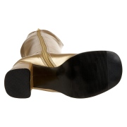 Botas oro tacón ancho 7,5 cm vinilo - años 70 hippie disco gogo - botas debajo de la rodilla