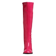 Botas pink charol tacón ancho 7,5 cm - años 70 hippie disco gogo - botas debajo de la rodilla