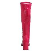 Botas pink charol tacón ancho 7,5 cm - años 70 hippie disco gogo - botas debajo de la rodilla