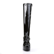 Botas plataforma negras charol 10 cm - años 70 hippie disco gogo - botas debajo de la rodilla