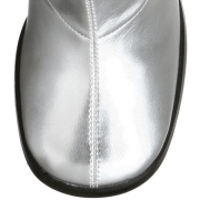 Botas plateadas tacón ancho 7,5 cm vinilo - años 70 hippie disco gogo - botas debajo de la rodilla