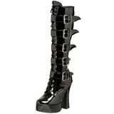 Charol 13 cm ELECTRA-2042 plataforma botas de mujer con hebillas