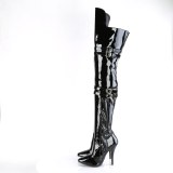 Charol 13 cm SEDUCE-3080 botas altas para hombres y drag queens negros