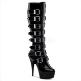 Charol 15 cm DELIGHT-2049 plataforma botas de mujer con hebillas