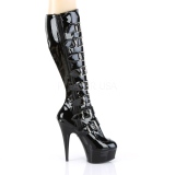 Charol 15 cm DELIGHT-2049 plataforma botas de mujer con hebillas