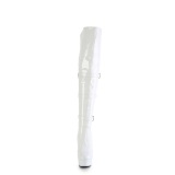 Charol 15 cm DELIGHT-3018 botas altas tacón aguja con hebilla blanco