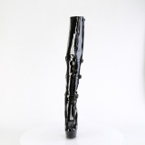 Charol 15 cm DELIGHT-3018 botas altas tacón aguja con hebilla negro