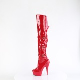 Charol 15 cm DELIGHT-3018 botas altas tacón aguja con hebilla rojo