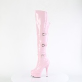 Charol 15 cm DELIGHT-3018 botas altas tacón aguja con hebilla rosa