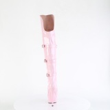 Charol 15 cm DELIGHT-3018 botas altas tacón aguja con hebilla rosa