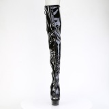 Charol 15 cm DELIGHT-4017 tacn aguja botas altas punta abierta con cordones