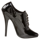 Charol 15 cm DOMINA-460 zapatos de salón oxford con cordones negro