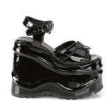 Charol 15 cm DemoniaCult WAVE-09 lolita zapatos sandalias con cuña alta plataforma
