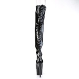 Charol 18 cm ADORE-3017 tacón aguja botas altas punta abierta con cordones