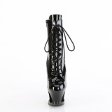 Charol 18 cm MOON-1020DIA botines plataforma con cordones en negro