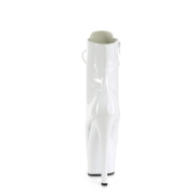 Charol 18 cm SKY-1020 botines tacones altos con cordones blancos