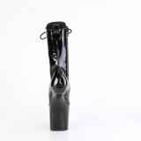 Charol 20 cm CRAZE-1040 Heelless plataforma botines pony negro