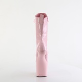 Charol 20 cm CRAZE-1040 Heelless plataforma botines pony rosa