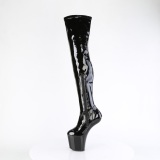 Charol 20 cm CRAZE-3000 Heelless botas overknee plataforma  pony negro