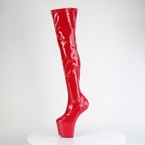Charol 20 cm CRAZE-3000 Heelless botas overknee plataforma  pony rojo