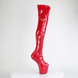 Charol 20 cm CRAZE-3000 Heelless botas overknee plataforma  pony rojo