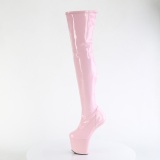 Charol 20 cm CRAZE-3000 Heelless botas overknee plataforma  pony rosa