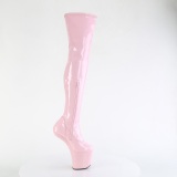 Charol 20 cm CRAZE-3000 Heelless botas overknee plataforma  pony rosa