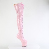 Charol 20 cm CRAZE-3028 Heelless botas overknee plataforma  pony rosa