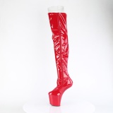 Charol 20 cm CRAZE-3050 Heelless botas overknee plataforma  pony rojo