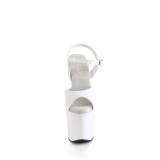 Charol 20 cm CRAZE-809 Heelless plataforma tacones altos pony blanco
