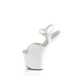 Charol 20 cm CRAZE-809 Heelless plataforma tacones altos pony blanco