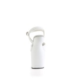 Charol 20 cm CRAZE-809 Heelless plataforma tacones altos pony blanco