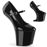 Charol 20 cm CRAZE-880 Heelless plataforma zapato salón pony negro