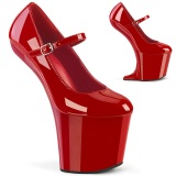 Charol 20 cm CRAZE-880 Heelless plataforma zapato saln pony rojo