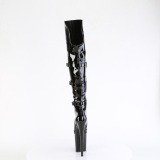 Charol 20 cm FLAMINGO-3018 botas altas tacón aguja con hebilla negro