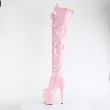 Charol 20 cm FLAMINGO-3028 botas altas tacn aguja con hebilla rosa