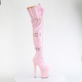 Charol 20 cm FLAMINGO-3028 botas altas tacn aguja con hebilla rosa