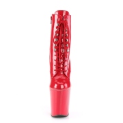 Charol 20 cm XTREME-1020 botines tacones altos con cordones rojos