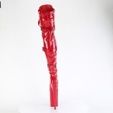 Charol 23 cm INFINITY-3028 botas altas tacón aguja con hebilla rojo