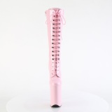 Charol 23 cm poledance botas de cordones mujer plataforma rosa