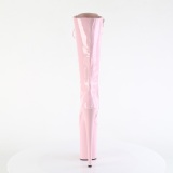 Charol 23 cm poledance botas de cordones mujer plataforma rosa