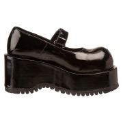 Charol 8,5 cm DemoniaCult DOLLIE-01 zapatos de salón mary jane negros