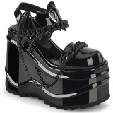 Charol Negros 15 cm Demonia WAVE-20 lolita zapatos sandalias con cuña alta plataforma