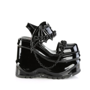 Charol Negros 15 cm DemoniaCult WAVE-20 lolita zapatos sandalias con cuña alta plataforma