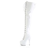 Charol blanco 15 cm DELIGHT-3022 botas por encima de la rodilla con cordones