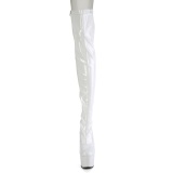 Charol blancos 18 cm ADORE-3063 botas por encima de la rodilla con cordones